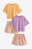 Gelb/violett - Karierte Web-Pyjamas im 2er Pack (3-16yrs)