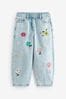 Light Blue Denim Floral Embroidered Balloon Jeans (3-16yrs)