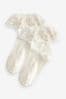 Cream Cotton Rich Bridesmaid Ruffle Ankle Socks 2 Pack