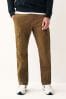 Tan Brown Straight Fit Cotton Stretch Cargo Trousers, Straight Fit