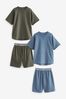 Blue/Green Short Sleeve 2 Pack Pyjamas Set (3-16yrs)