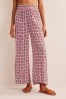 Boden Pink Crinkle Wide Leg Trousers