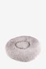 Grey Round Faux Fur Pet Bed