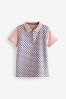 Pink-Jacquard - Strukturiertes Polo-Shirt mit kurzen Ärmeln (3-16yrs)