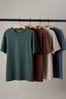 Blue/Light Grey/Brown/Green Regular Fit T-Shirts 4 Pack, Regular Fit