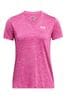 Pink Under Armour Tech Twist V-Neck T-Shirt