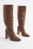 Tan Brown Forever Comfort® Knee High Slouch Heel Boots