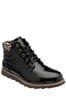 Black Lotus Patent Lace-Up Ankle Boots