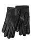 Totes Black Isotoner Mens Premium 3 Point Leather Gloves With Faux Fur Lining