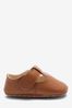 Tan Brown Leather T-Bar sportstyle Shoes (0-24mths)