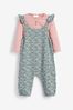 Pink Ditsy Baby Dungarees (0mths-3yrs)