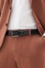 Black Signature Italian Leather Brogue Detail Belt
