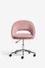 Fine Chenille Blush Pink Hewitt Office Desk Chair with Chome Base