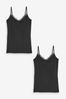 Black/White Lace Trim Vests 2 Pack