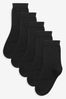 Black 5 Pack Cotton Rich School Ankle Socks