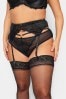 Yours Curve Black Ellie Eyelash Lace Suspender Belt