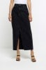 River Island Black Denim Split Detail Maxi Skirt