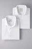 White Slim Fit Easy Care Short Sleeve Shirts 2 Pack, Slim Fit