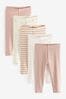 Pale Pink Rib Jersey detail Leggings 5 Pack (3mths-7yrs)