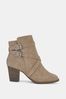 Natural Novo Jorgie Buckle Mid Heel Ankle Boots, Wide Fit