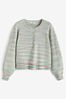 Green/Purple Space Dye Button Neck Jumper