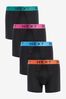 Black Bright Waistband 4 pack A-Front Boxers, 4 pack