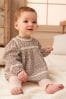 Ecru Creme mit Blumenmuster - Bluse und Leggings, 2-teiliges Baby-Set