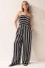 Black/White Stripe Bandeau Jumpsuit, Regular