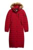 Superdry Red Fuji Hooded Longline Puffer Coat