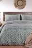 Sage Green furn. Tanza Global Geometric Reversible Duvet Cover and Pillowcase Set