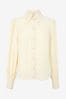 LK Bennett Cream Sonya Crepe Blouse With Pearl Buttons