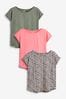 Green/Pink/Animal Cap Sleeve T-Shirts 3 Pack, Regular