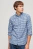 Superdry Blue/Black Cotton Long Sleeved Oxford Shirt