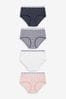 Pink/Blue Stripe Midi Cotton Rich Logo Knickers 4 Pack, Midi