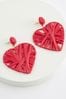 Red Heart Raffia Statement Earrings