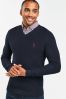 <span>Marineblau</span> - Pullover in Regular mit Rundhalsausschnitt und Hemdlage