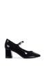 Linzi Black Patent Madeline Court Heel with Block Heels