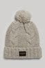Grey Superdry Cable Knit Bobble hat