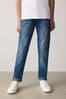 Blue indigo Cotton Rich Stretch Jeans (3-17yrs), Tapered Loose Fit