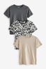 Animalprint/Natur-Neutral/Grau - Essential T-Shirt mit Rundhalsausschnitt im 3er-Pack