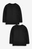 Black Long Sleeve T-Shirts (3-16yrs), 2 Pack