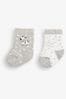 JoJo Maman Bébé Marl Grey Welcome Little One 2-Pack Baby Socks