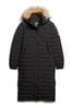 Superdry Black Fuji Hooded Longline Puffer Coat