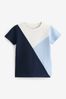 Blue/Navy Short Sleeve Colourblock T-Shirt (3mths-7yrs)