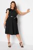 Yours Curve Black London PU Bow Shoulder Skater Dress