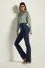 Inky Blue Single Button Polo Knit Midi Dress Bootcut Jeans, Regular