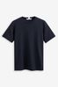Marineblau - Schweres Kurzarm T-Shirt mit Rundhalsausschnitt, Regular
