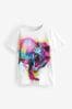 White Rainbow Dino 100% Cotton Short Sleeve Graphic T-Shirt (3-16yrs)