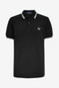 Ash Blue/White/Black Fred Perry Mens Twin Tipped Polo Shirt