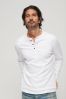 Superdry White Mid Weight Long Sleeve Henley Jumper